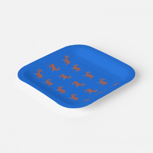 Brown Deer Walking Festivals Muster Blau Pappteller (Gewinkelt)