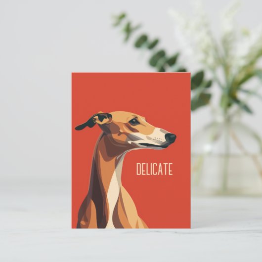 Brown Delicate Greyhound Postkarte (Stehend Vorderseite)