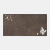 Brown Desk Mat mit Blume und Name Schreibtischunterlage (Vorderseite)