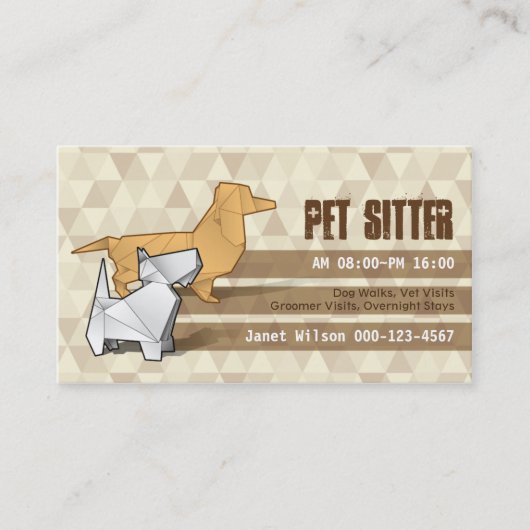 Brown-Diamant-Muster Origami verfolgt Visitenkarte (Vorderseite)