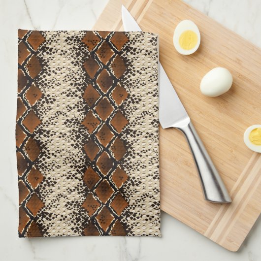 Brown-Diamant-Schlangen-Haut-Muster Geschirrtuch (Viertel Falte)