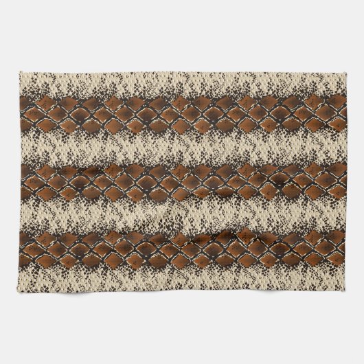 Brown-Diamant-Schlangen-Haut-Muster Geschirrtuch (Horizontal)