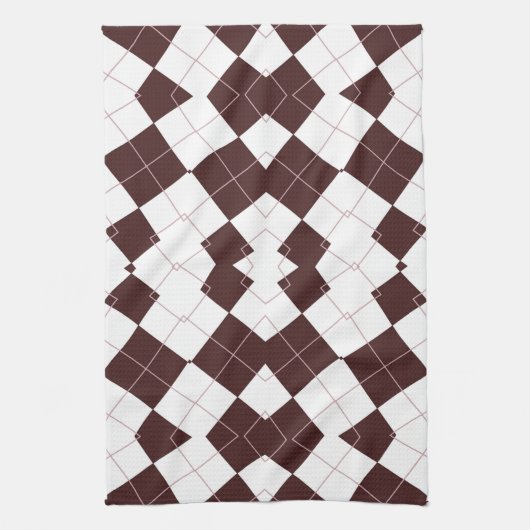 Brown Diamond Schachbrett Pattern Geschirrtuch (Vertikal)