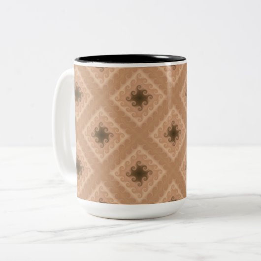 Brown Diamonds Swirt Pattern Tasse (Vorderseite Links)