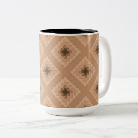 Brown Diamonds Swirt Pattern Tasse (VorderseiteRechts)