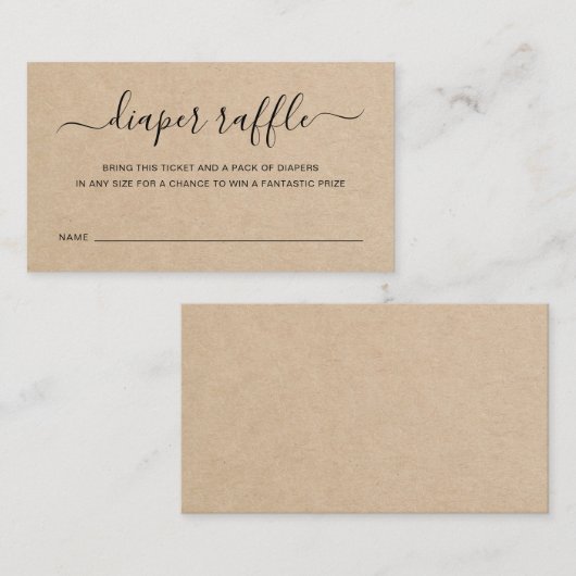Brown Diaper Raffle Gender Neutral Baby Dusche Begleitkarte (Vorne/Hinten)