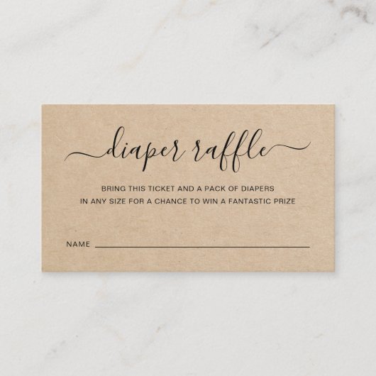 Brown Diaper Raffle Gender Neutral Baby Dusche Begleitkarte (Vorderseite)