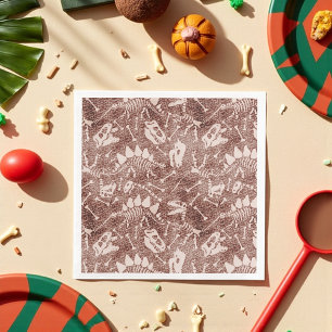 Brown Dinosaur Fossil Pattern Serviette