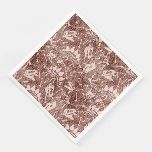 Brown Dinosaur Fossil Pattern Serviette (Ecke)