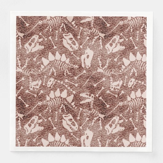 Brown Dinosaur Fossil Pattern Serviette (Vorderseite)