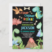 Brown Dinosaur Geburtstagseinladungen Einladung (Vorderseite)