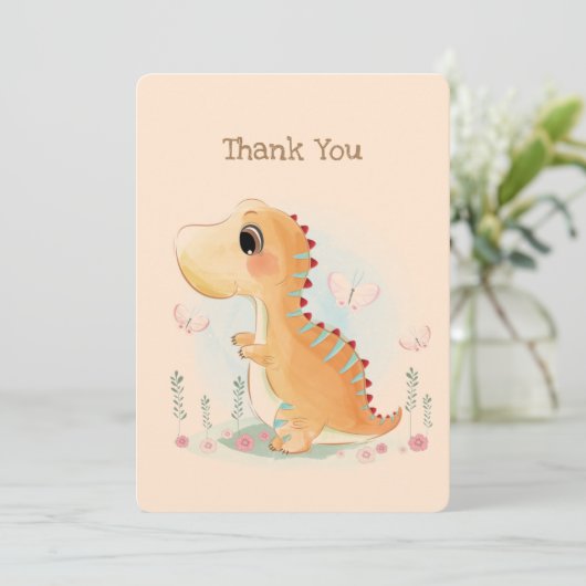 Brown Dinosaur Theme Dankeskarte (Stehend Vorderseite)