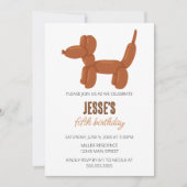 Brown Dog Balloon Animal Birthday Party Einladung (Vorderseite)