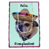 Brown Dog Face Chug Foto Mittlere Geschenktüte (Rückseite)