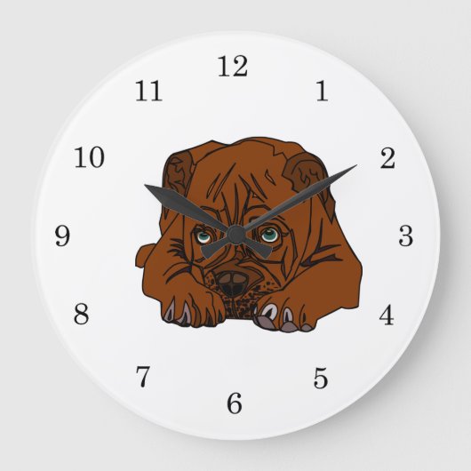 Brown Dog Große Wanduhr (Vorderseite)