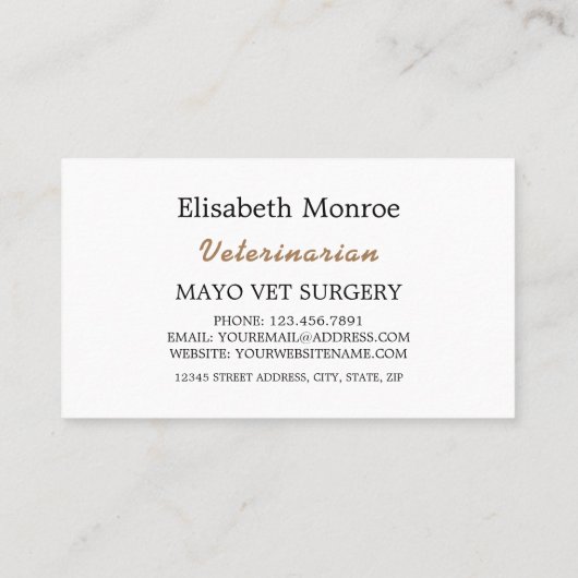 Brown Dog, Veterinary, Veterinary Service Visitenkarte (Rückseite)