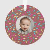 Brown Doughnut Babys First Christmas Custom Foto Ornament (Rückseite)