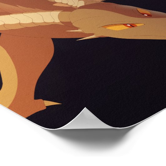 Brown Dragon Fantasy Art Poster (Ecke)