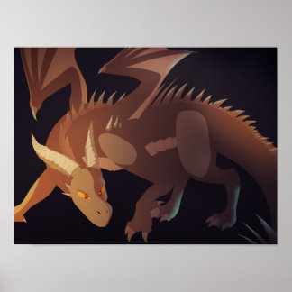 Brown Dragon Fantasy Art Poster