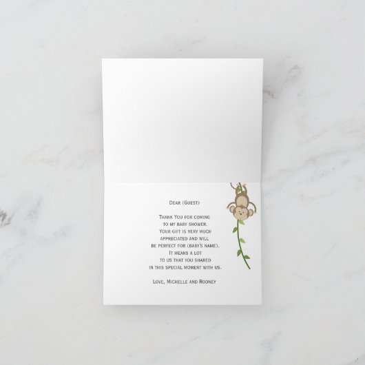 Brown Dschungel Safari Tiere geklappt Danke Karte (Innenseite)