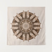 Brown Earth Tones Feather Mandala Wandteppich (Vorderseite (Horizontal))