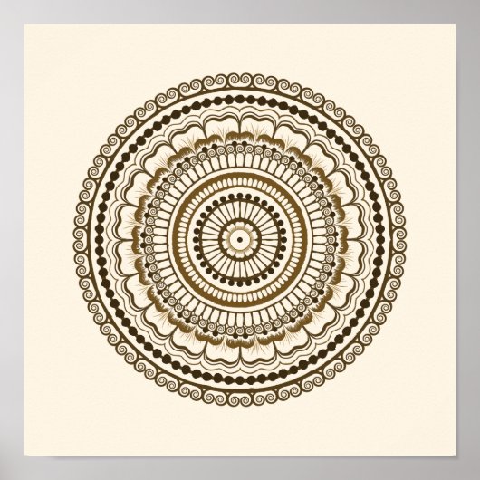 Brown Earth Tones Henna Mandala Poster (Vorne)