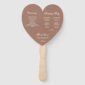Brown Earthy Neutrals Heart Script Wedding Program Fächer (Rückseite)