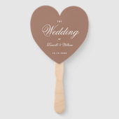 Brown Earthy Neutrals Heart Script Wedding Program Fächer (Vorderseite)