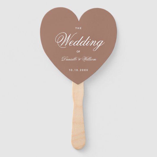 Brown Earthy Neutrals Heart Script Wedding Program Fächer (Vorderseite)