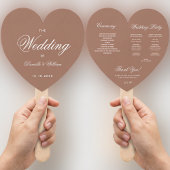 Brown Earthy Neutrals Heart Script Wedding Program Fächer