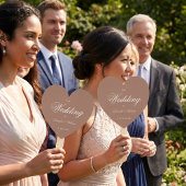 Brown Earthy Neutrals Heart Script Wedding Program Fächer