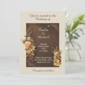 Brown Earthy Rustic Wedding Einladung (Stehend Vorderseite)
