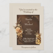 Brown Earthy Rustic Wedding Einladung (Vorne/Hinten)