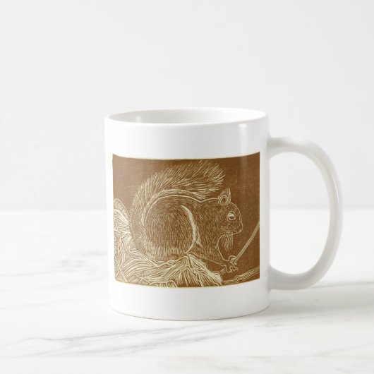 Brown-Eichhörnchen Linocut Kaffeetasse (Rechts)