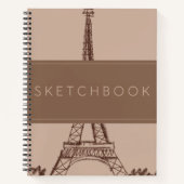 Brown Eiffel Tower Paris Sketchbook Notizblock (Vorderseite)