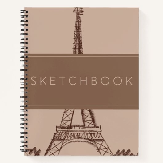 Brown Eiffel Tower Paris Sketchbook Notizblock (Vorderseite)