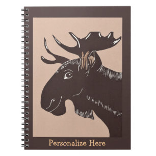Brown-Elch-Kunst-personalisiertes Notizbuch Notizblock