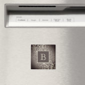 Brown Elegant Blüh Monogram Magnet (In Situ (Geschirrspüler))