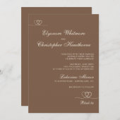 Brown Elegant Chic Calligraphy Wedding Einladung (Vorne/Hinten)