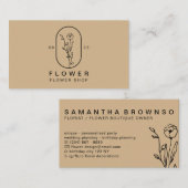 Brown Elegante Girly Blume Florist Visitenkarte (Vorne/Hinten)
