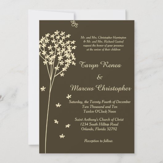 Brown Elegante Tree 12x18 Wedding Einladung (Vorderseite)