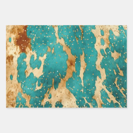 Brown Emerald Gold Christmas Tree Sparkle Geschenkpapier Set (Vorderseite 3)