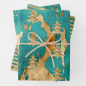 Brown Emerald Gold Christmas Tree Sparkle Geschenkpapier Set (Beispiel)