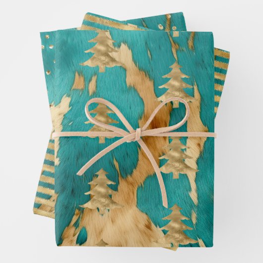 Brown Emerald Gold Christmas Tree Sparkle Geschenkpapier Set (Beispiel)