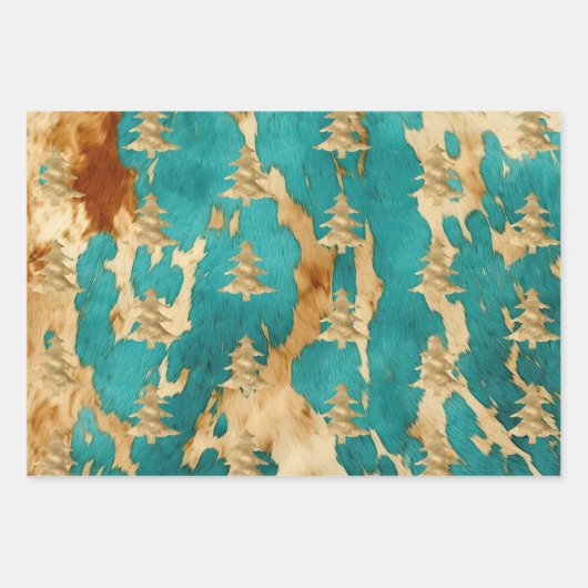 Brown Emerald Gold Christmas Tree Sparkle Geschenkpapier Set (Vorderseite)