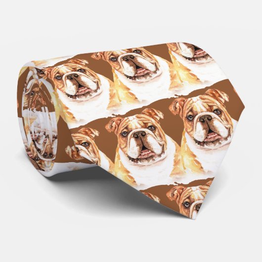 Brown English Bulldog Krawatte (Gerollt)