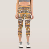 Brown Ethnic Aztec Capri Leggings (Vorderseite)