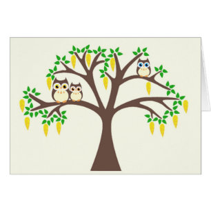 Brown-Eulen in einem Laburnum-Baum