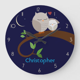 Brown-Eulen-personalisierte Wand-Uhr Große Wanduhr