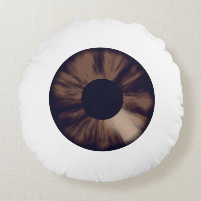 Brown Eyeball Round Pillow Rundes Kissen (Vorderseite)